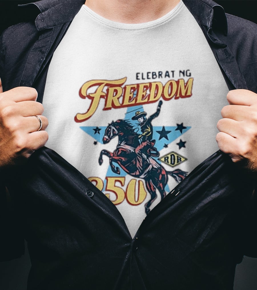 Celebrating Freedom 250 Years RDR Cowboy Rodeo Stars T-Shirt