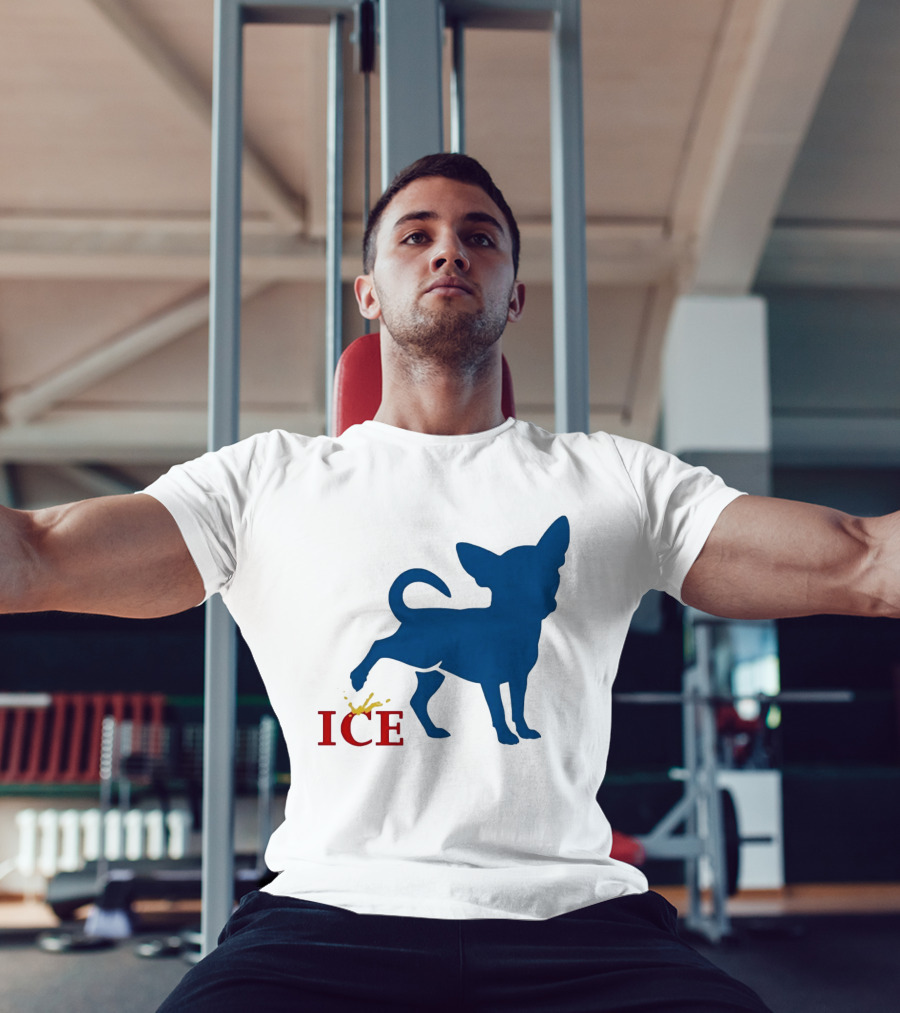 Chihuahua Urinating On ICE Text Representation T-Shirt