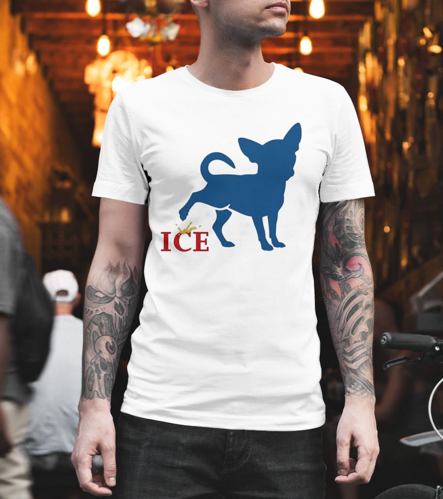 Chihuahua Urinating On ICE Text Representation T-Shirt