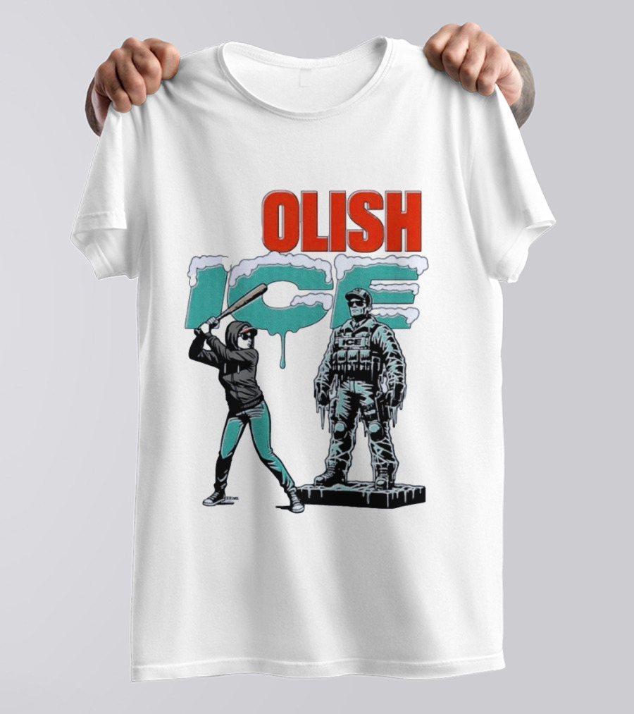 Krime Olish ICE Woman With Baseball Bat Smashing Statue T-Shirt