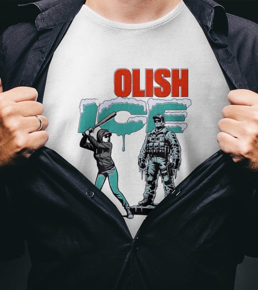 Krime Olish ICE Woman With Baseball Bat Smashing Statue T-Shirt