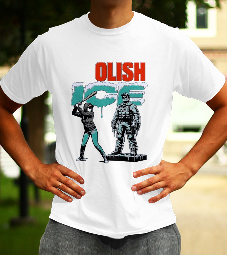 Krime Olish ICE Woman With Baseball Bat Smashing Statue T-Shirt