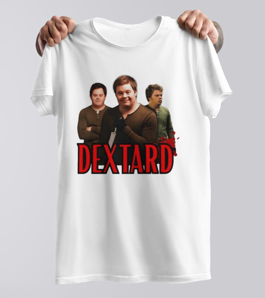 Dextard Meme Parody With Triple Character Image And Red T-Shirt