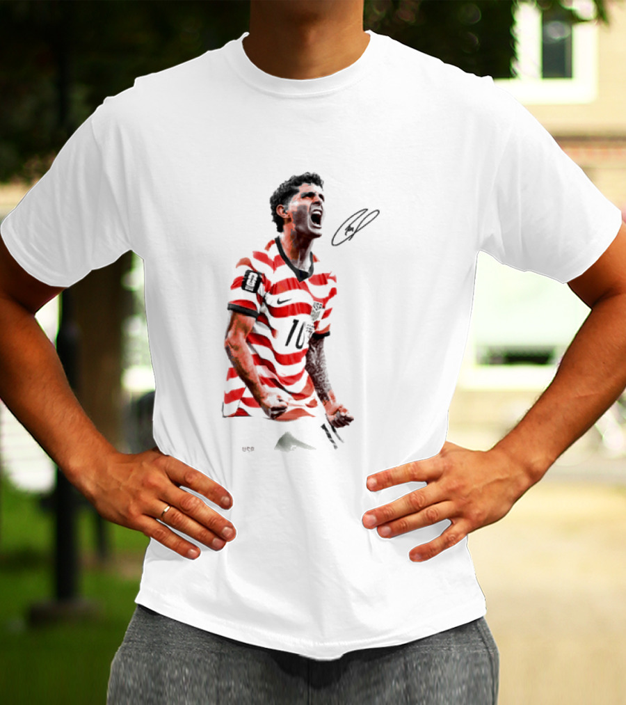 USA 10 Christian Pulisic Soccer Star Jersey Signature T-Shirt