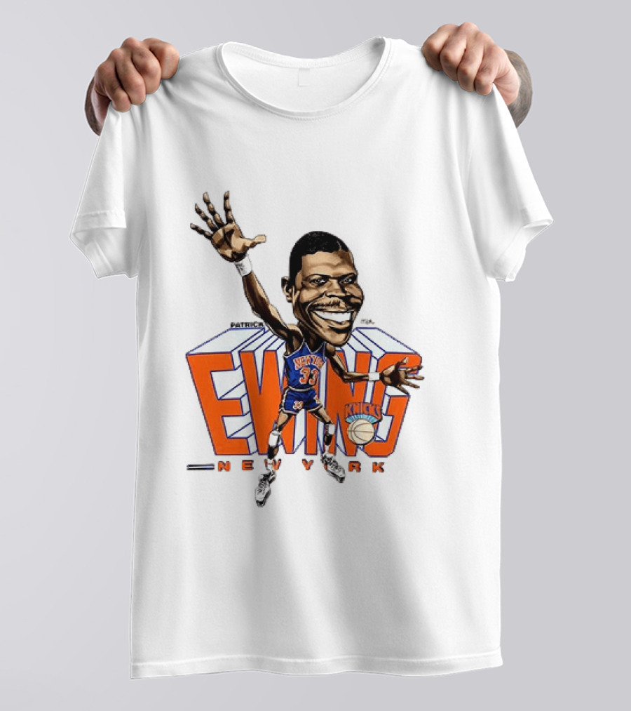 Patrick Ewing New York Knicks NBA Caricature Basketball Legend T-Shirt