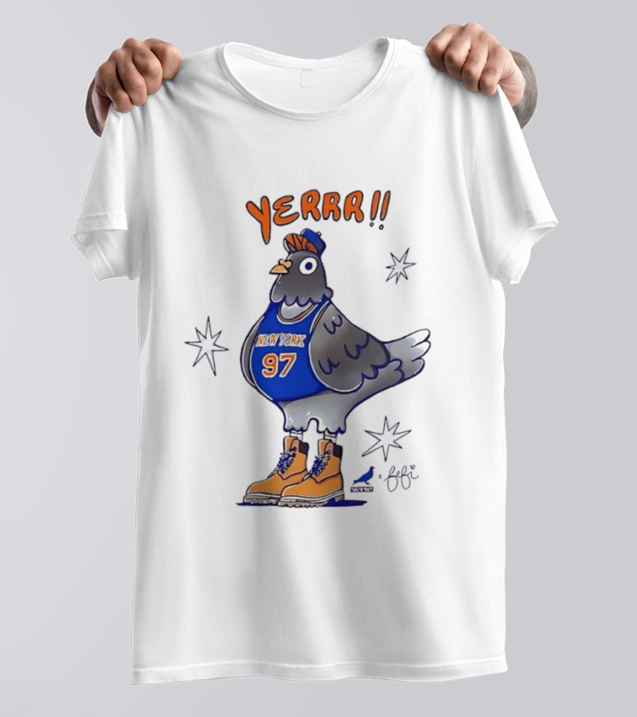 Pigeon Fefi Yerrr 97 New York Basketball Jersey Timberland Boots T-Shirt