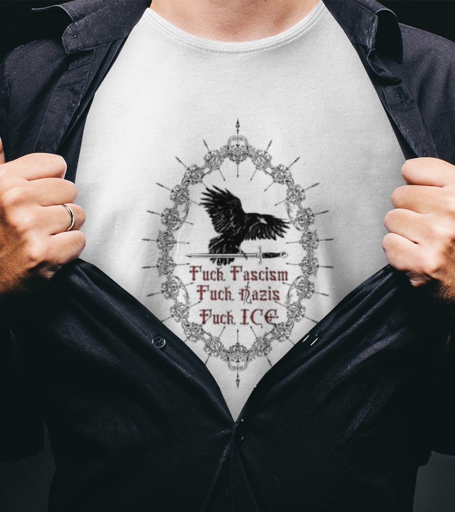 Raven Sword Gothic Anti Fascism Nazis ICE T-Shirt