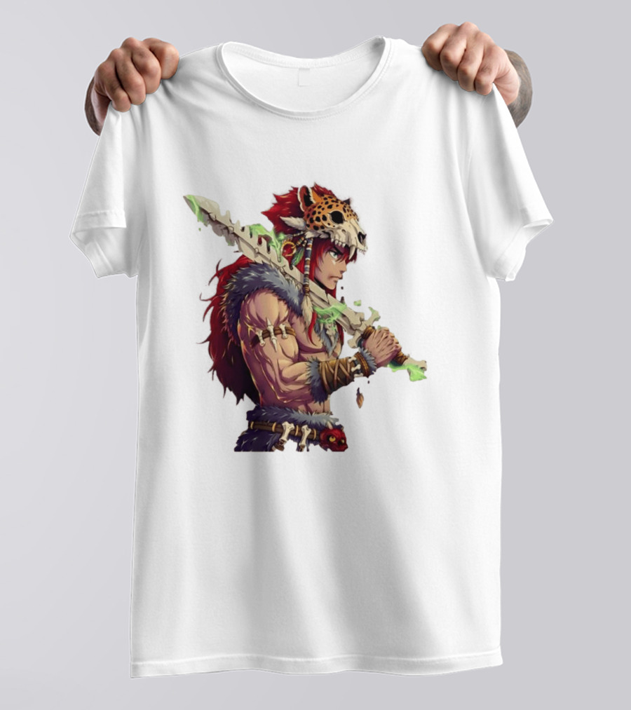 Jaguar Warrior Aztec Fantasy Glowing Bone Sword Warrior T-Shirt