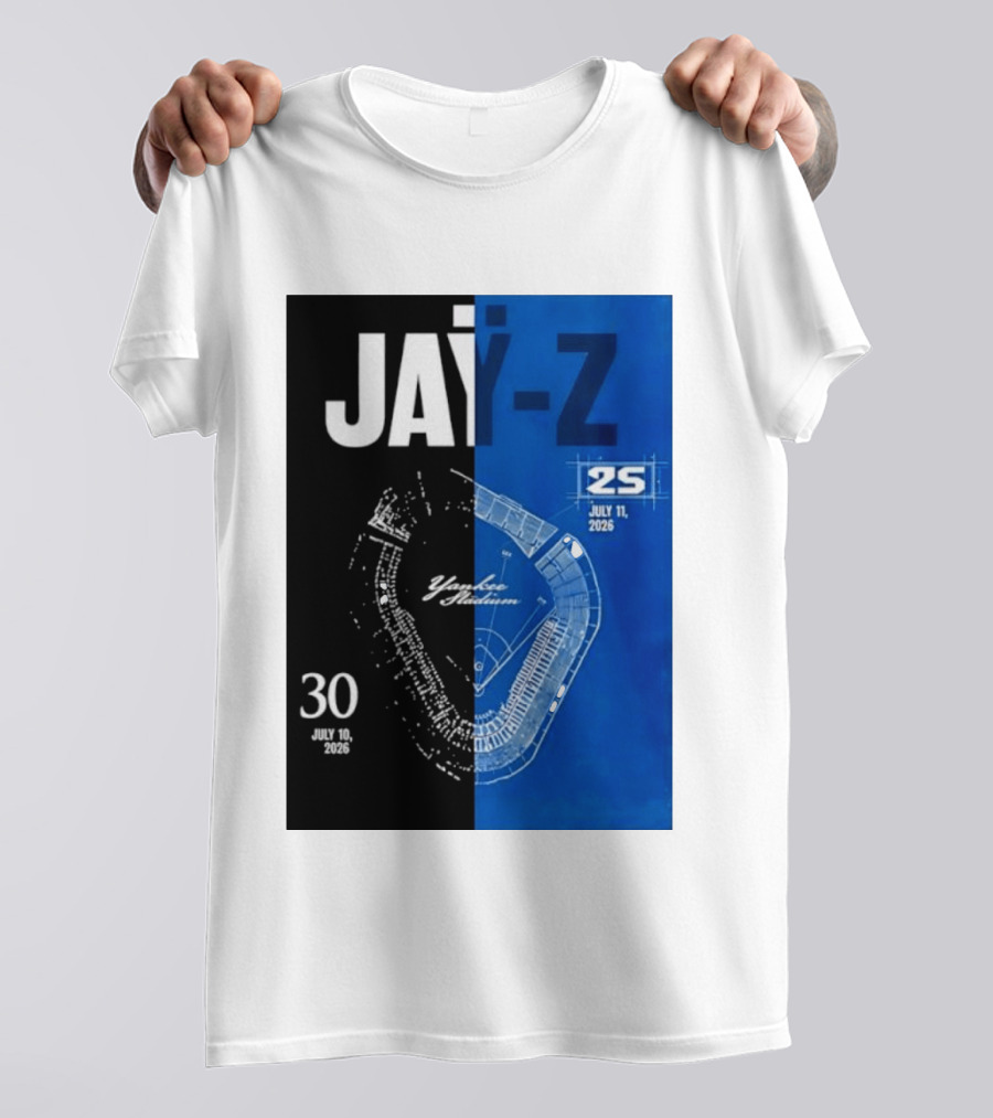 Jay Z Yankee Stadium July 10 11 2026 Celebration With Map Blueprint T-Shirt
