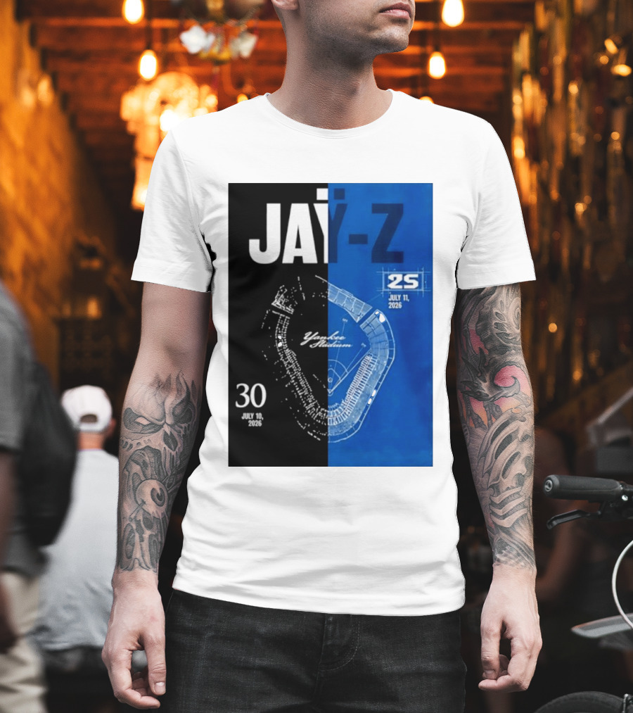 Jay Z Yankee Stadium July 10 11 2026 Celebration With Map Blueprint T-Shirt