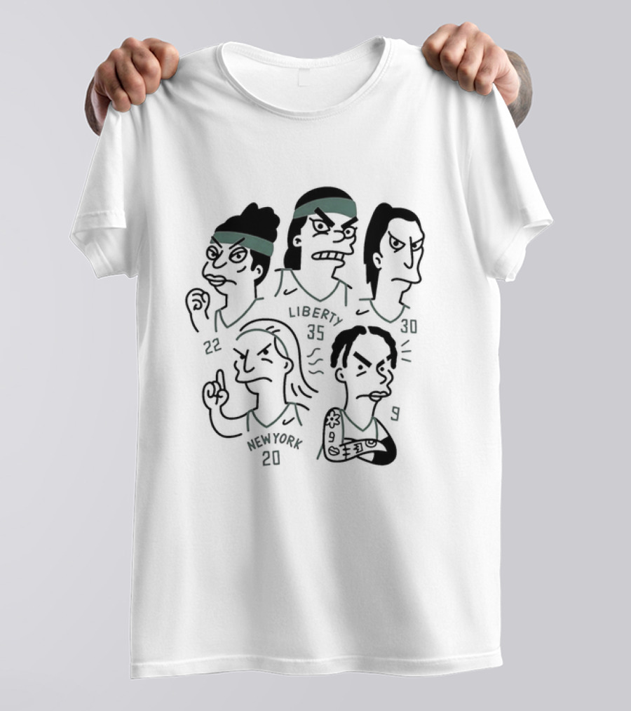 Simpson Style Cartoon New York Liberty Players 20 35 32 13 T-Shirt