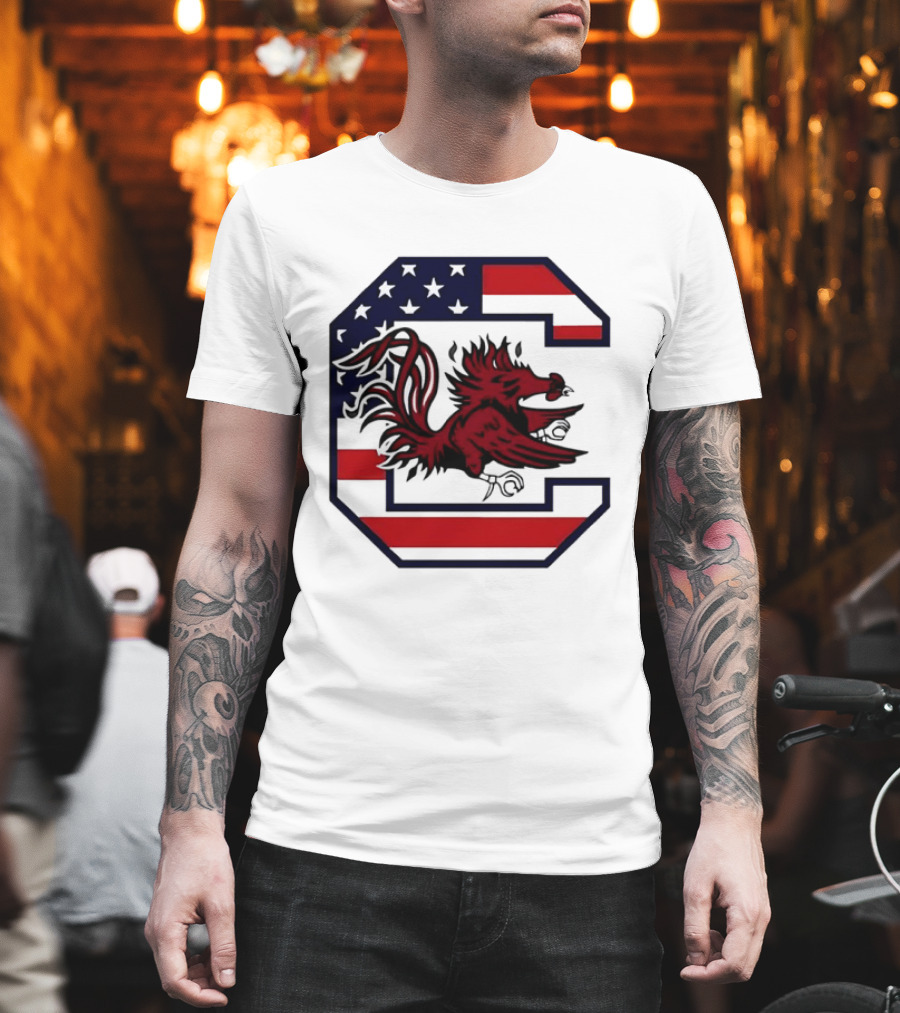 American Flag South Carolina Gamecocks C T-Shirt