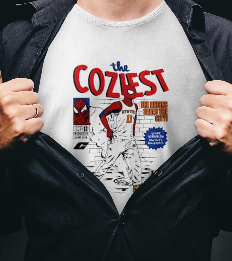 The Coziest Spider Man New York Knicks 01 The Knicks Saved The City No Cape No Problem T-Shirt