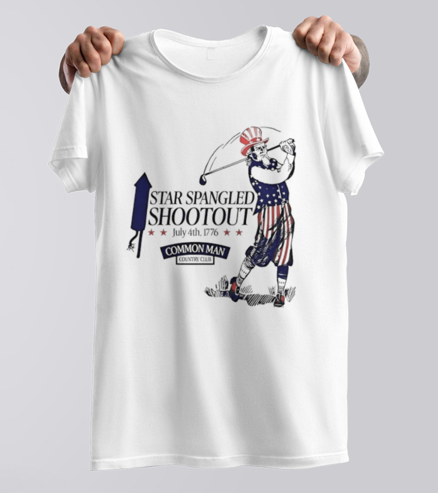 Star Spangled Shootout Common Man Country Club Patriotic Golfer T-Shirt