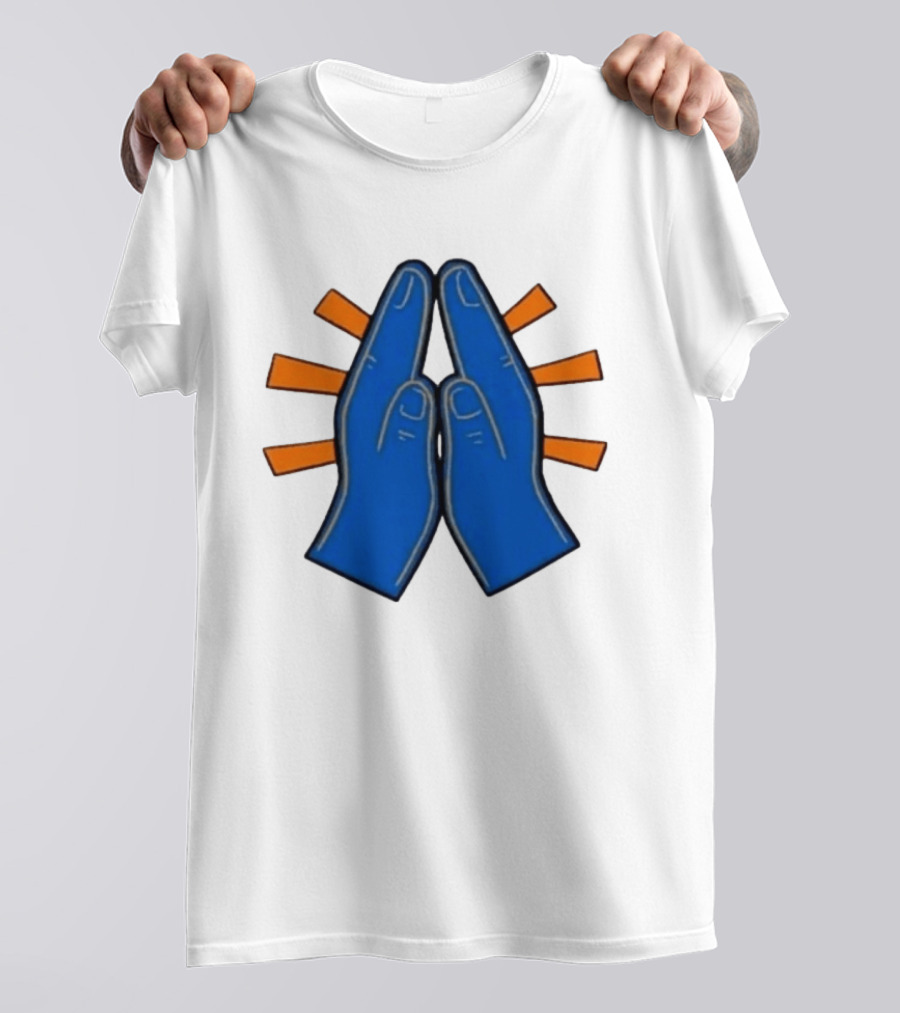 Please Just Make It All Worth It Blue Praying Hands Emoji T-Shirt