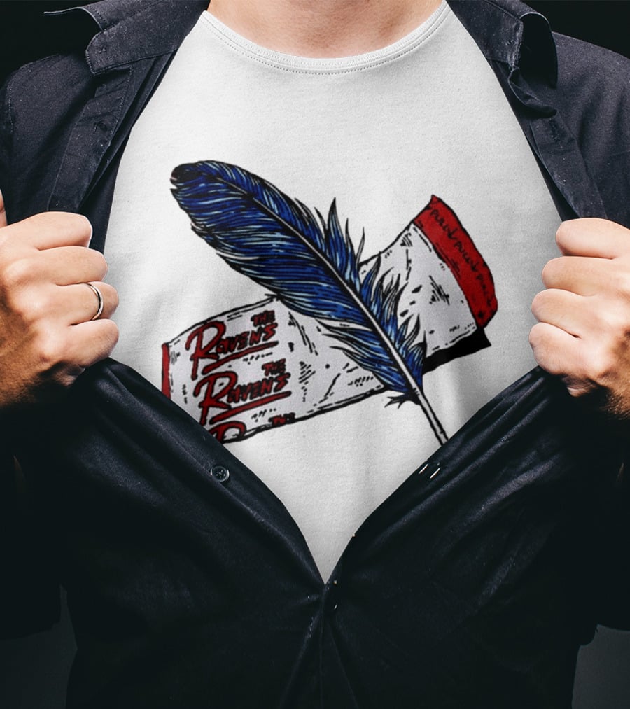 The Ravens Hirotton Blue Feather Pull Pull Pull T-Shirt