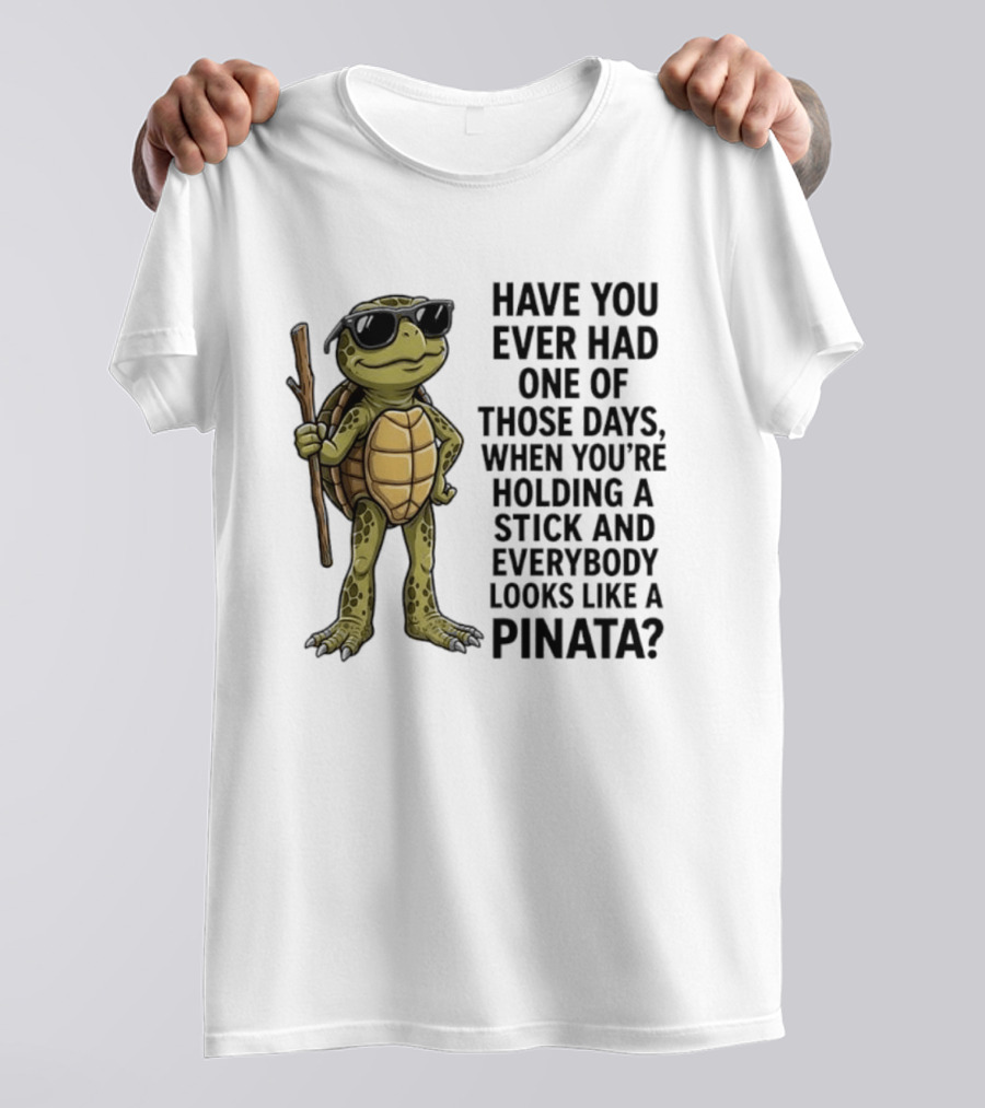 Have You Ever Had One Of Those Days Turtle Holding A Stick Looking Like A Pinata T-Shirt