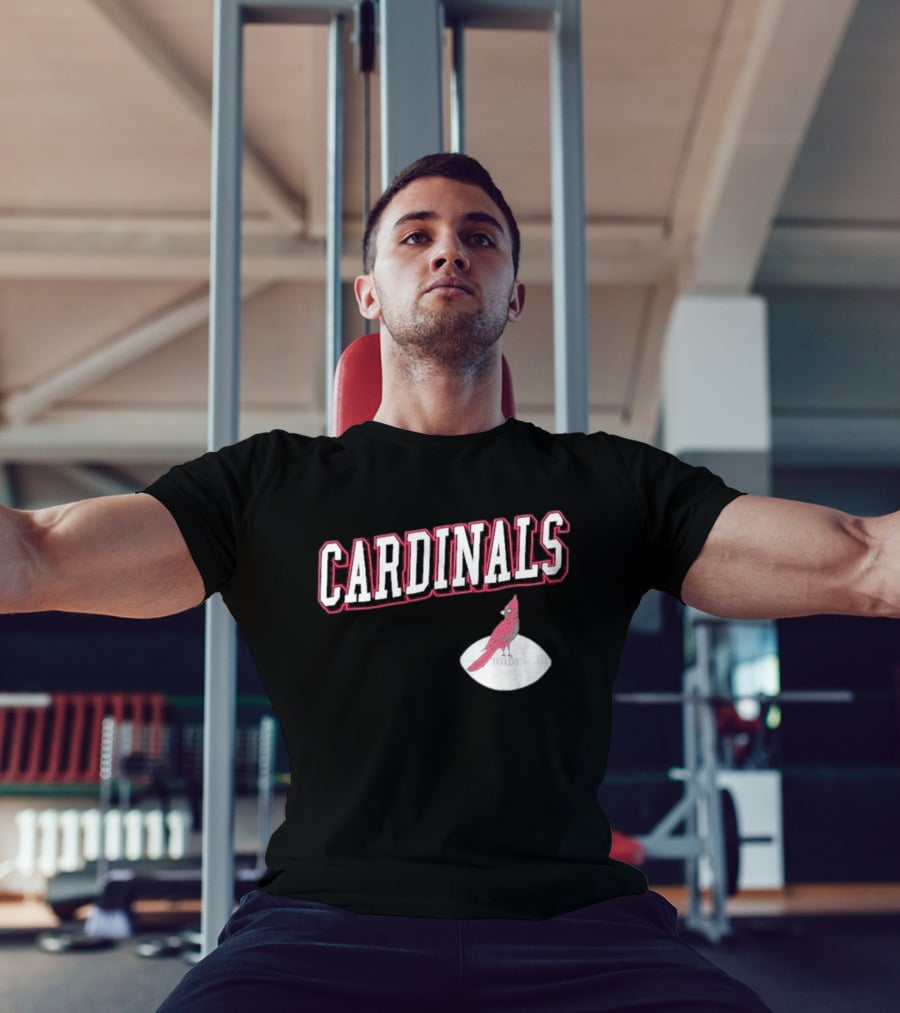 Arizona Cardinals Black Text With Cardinal On Football T-Shirt
