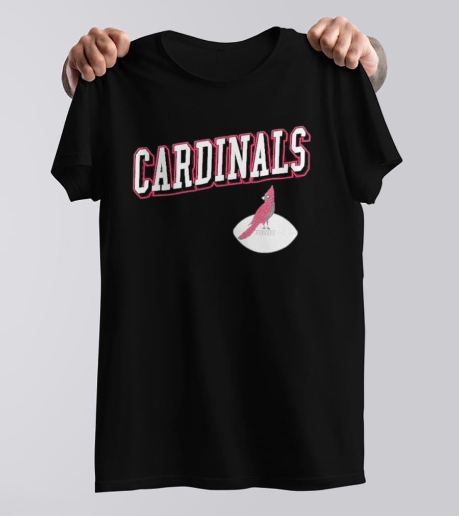 Arizona Cardinals Black Text With Cardinal On Football T-Shirt
