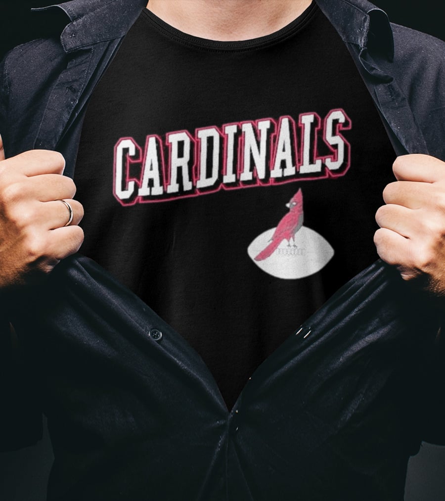 Arizona Cardinals Black Text With Cardinal On Football T-Shirt
