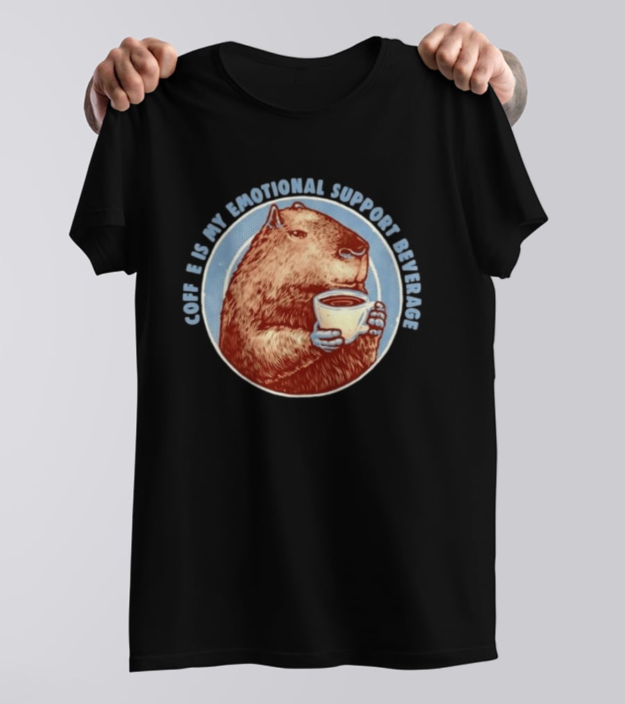 Capybara Coffee Is My Emotional Support Beverage Retro Style Animal Lovers T-Shirt