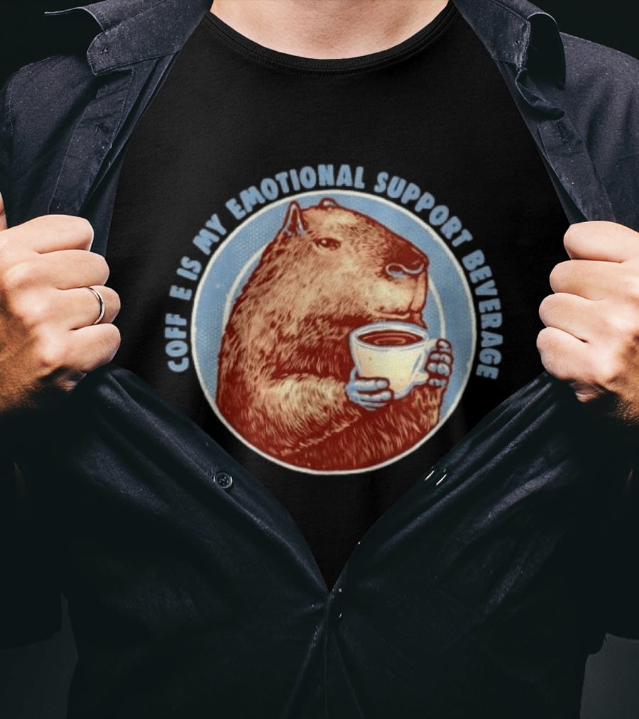 Capybara Coffee Is My Emotional Support Beverage Retro Style Animal Lovers T-Shirt