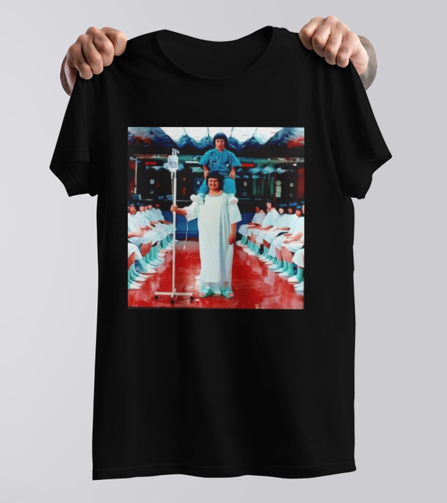 Doctor Riding On Patient Shoulders Hospital Room Surrealism T-Shirt