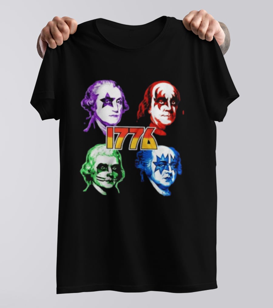 1776 Founding Fathers Rock Band George Washington Benjamin Franklin T-Shirt