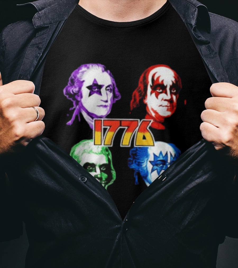 1776 Founding Fathers Rock Band George Washington Benjamin Franklin T-Shirt