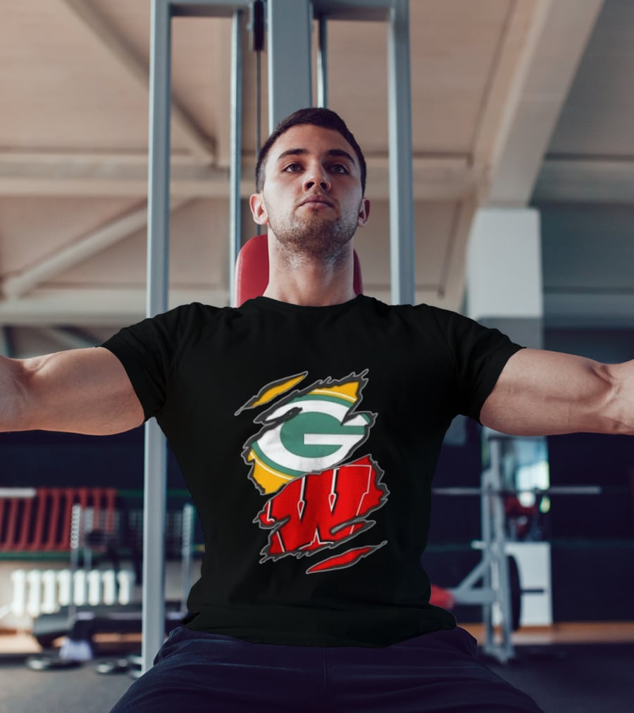 Green Bay Packers Wisconsin Badgers Team Sports Fan T-Shirt