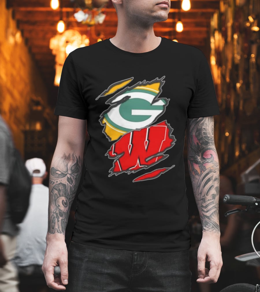 Green Bay Packers Wisconsin Badgers Team Sports Fan T-Shirt
