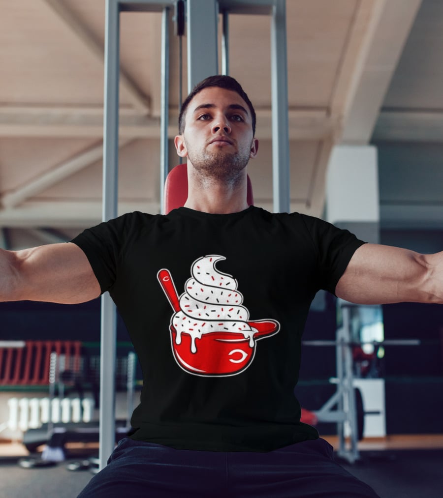 Cincinnati Reds Ice Cream Helmet With Sprinkles And Spoon T-Shirt