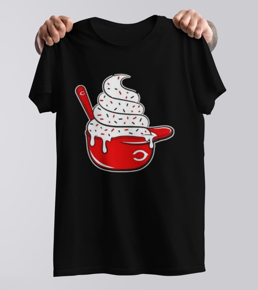 Cincinnati Reds Ice Cream Helmet With Sprinkles And Spoon T-Shirt