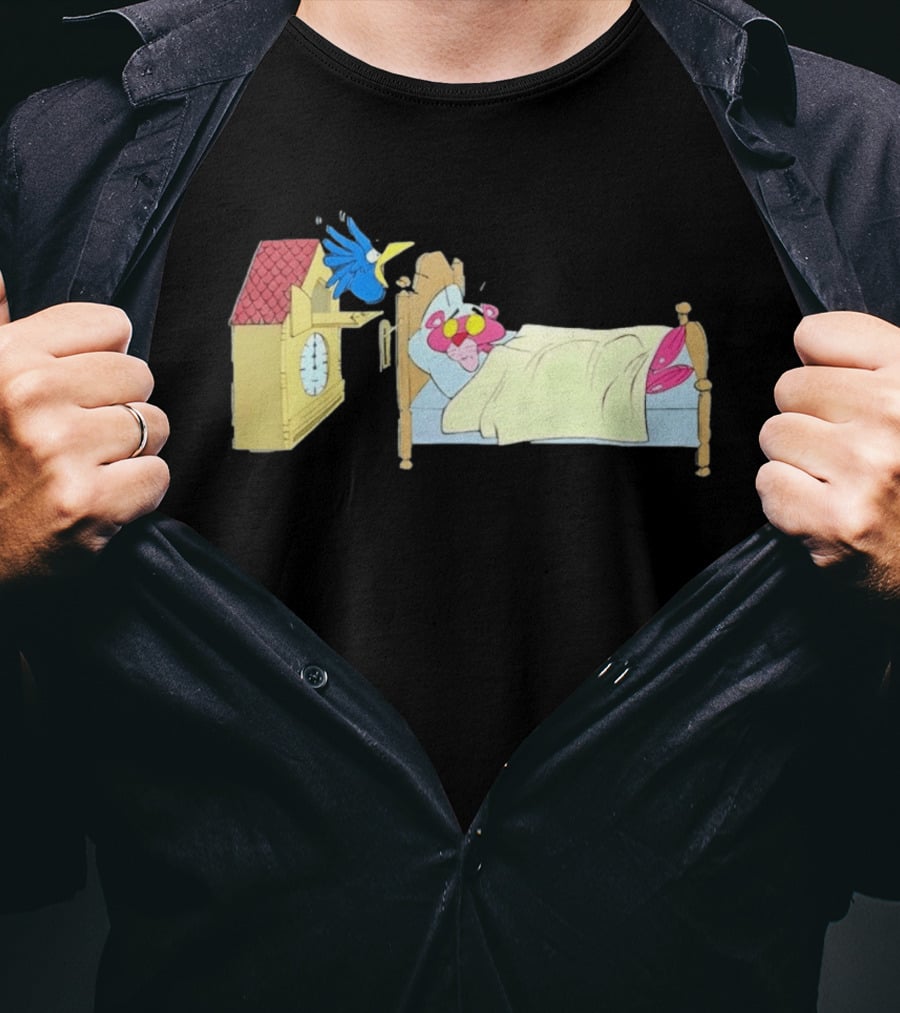 Onlyretro Pink Panther Startled Awake By Cuckoo Surprise T-Shirt