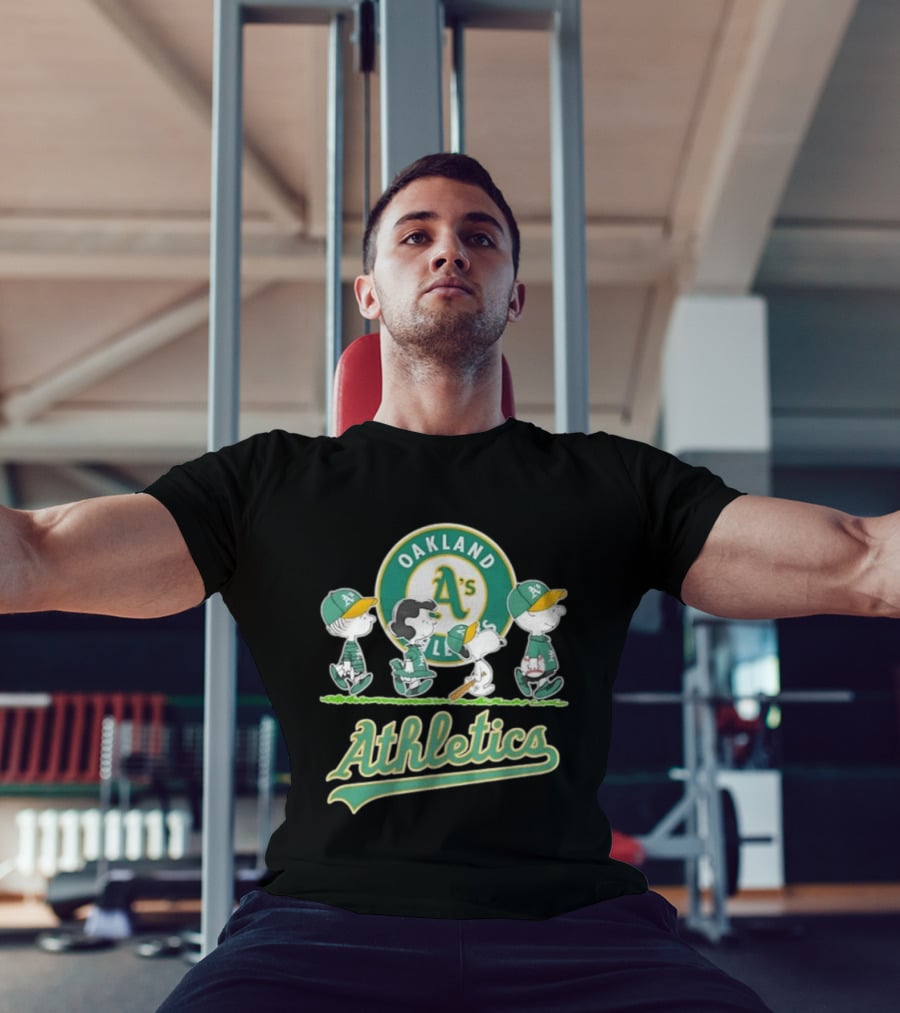 Peanuts Characters Oakland Athletics A's Team Major League Baseball Snoopy Charlie Brown Woodstock T-Shirt