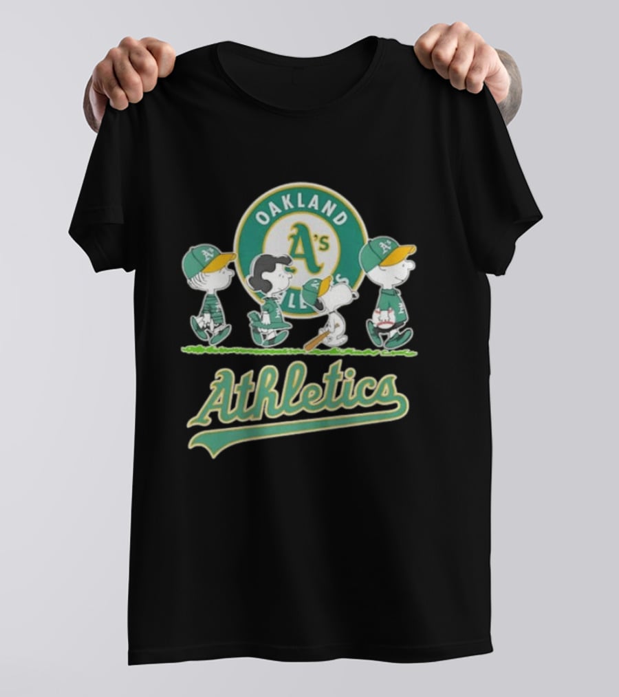 Peanuts Characters Oakland Athletics A's Team Major League Baseball Snoopy Charlie Brown Woodstock T-Shirt