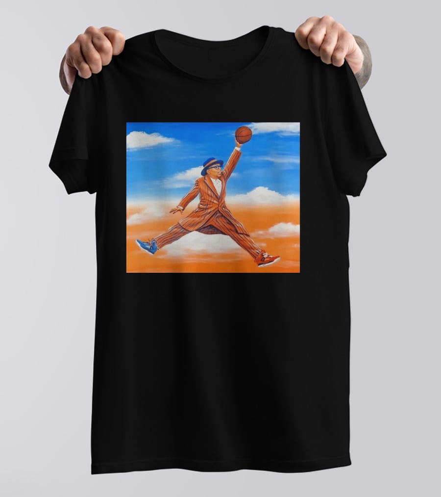 Spike Lee Jumping Basketball Air Jordan Jumpman Striped Suit Sky Sneakers T-Shirt