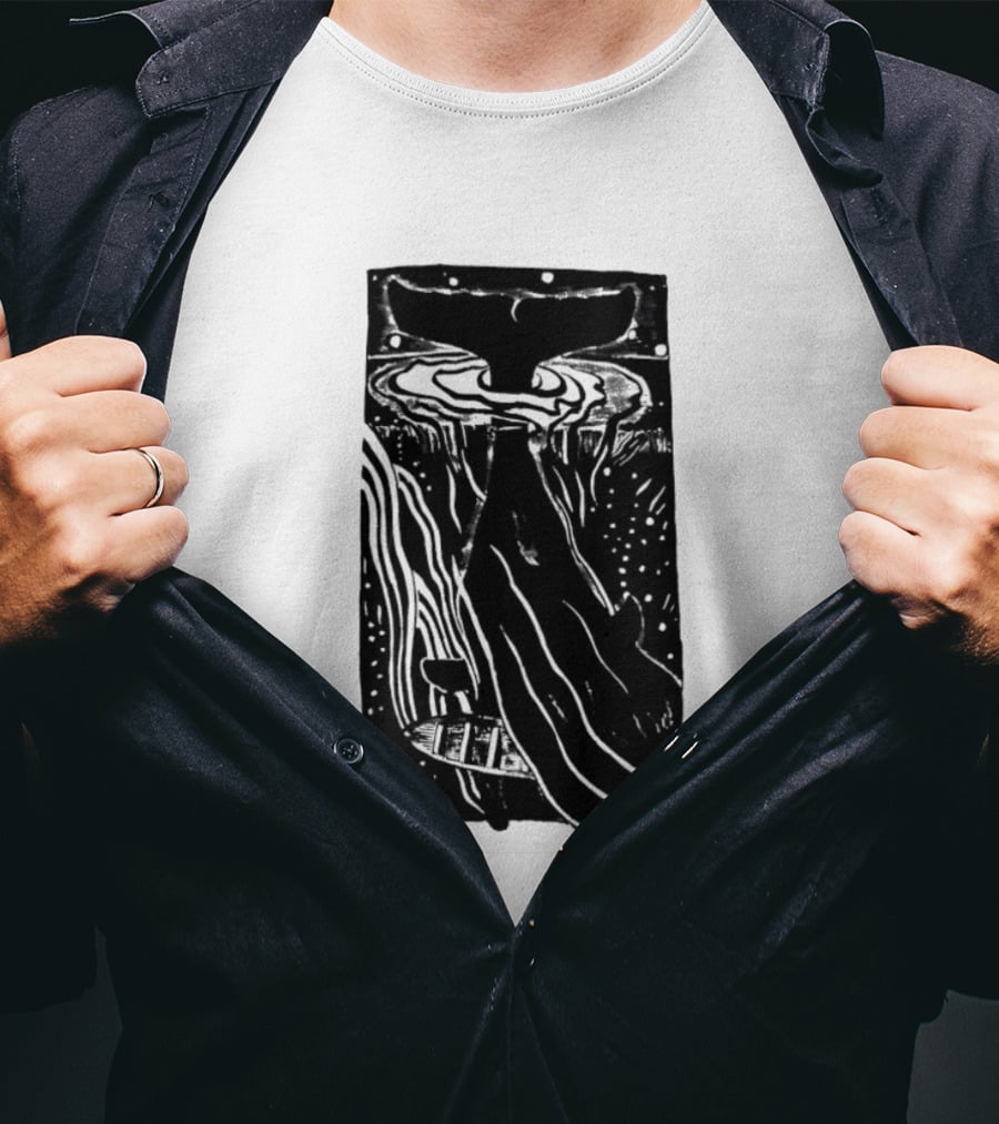 American Traditional Moby Dick Vintage Tattoo Style Whale Ocean Nautical T-Shirt