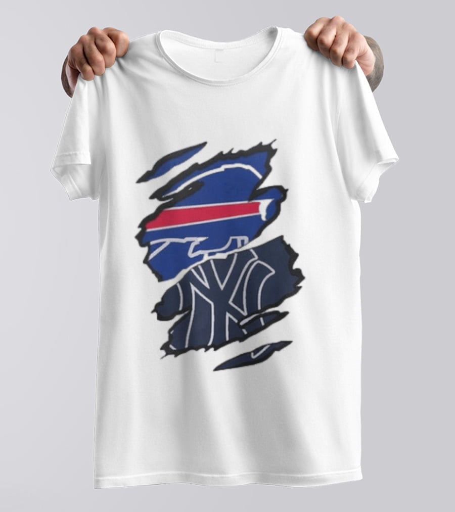 Buffalo Bills New York Yankees Split Collaboration Beneath The Surface T-Shirt