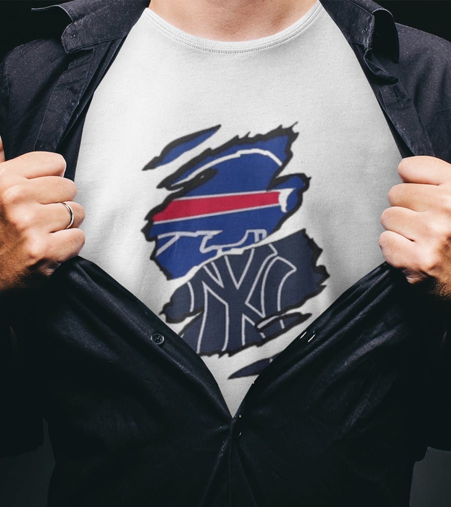 Buffalo Bills New York Yankees Split Collaboration Beneath The Surface T-Shirt