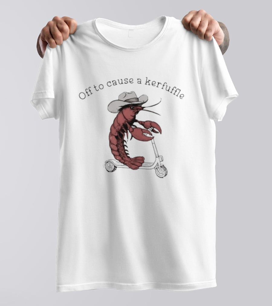 Cowboy Lobster On Scooter Off To Cause A Kerfuffle Humorous Pun Animal T-Shirt
