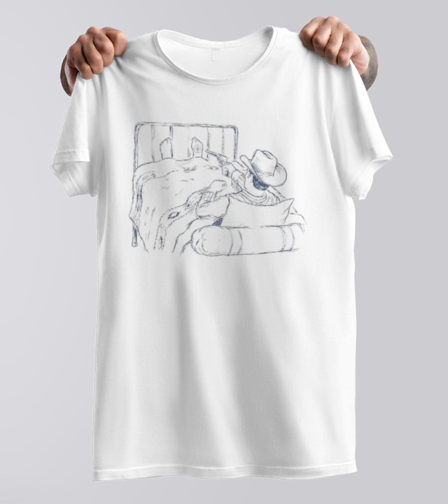 Liberty Maniacs Cowboy Shooting His Own Foot Sketch T-Shirt