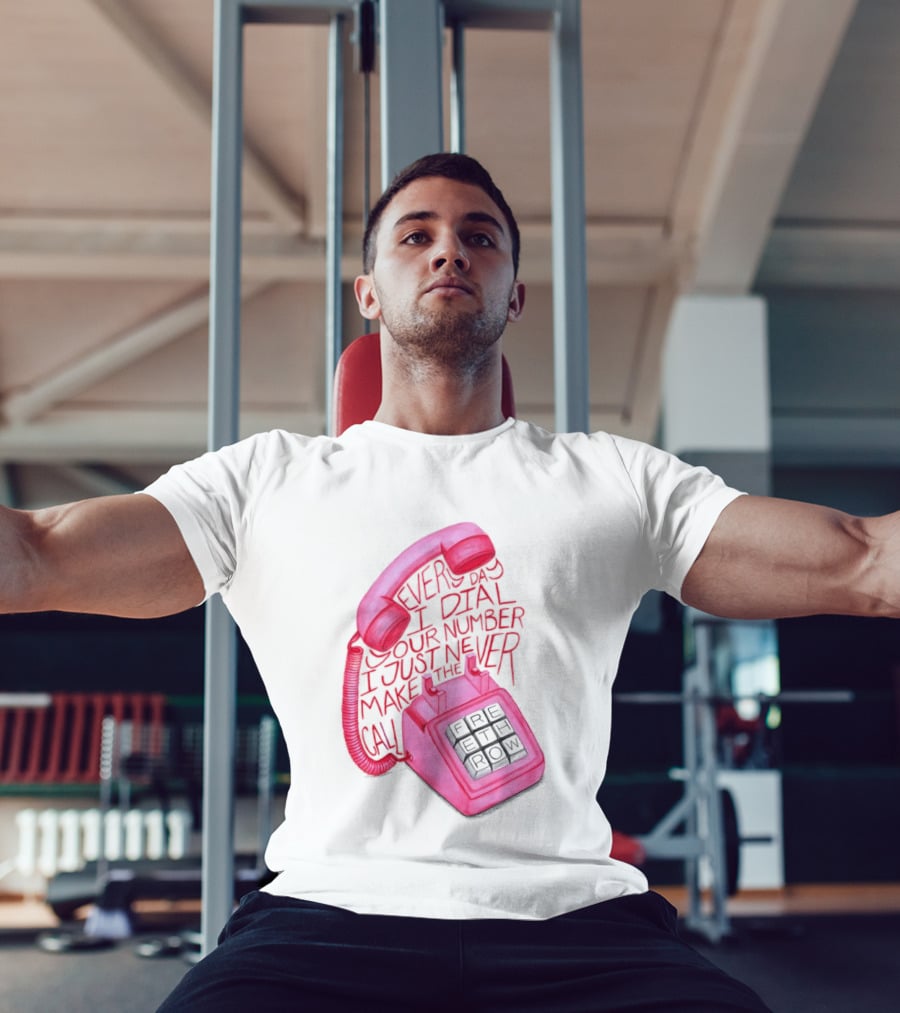 Every Day I Dial Your Number I Just Never Make The Call Retro Pink Telephone T-Shirt