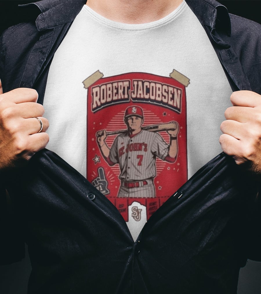 Robert Jacobsen St John's 7 Red Storm Defend The Hill Play Tough Blood Line United T-Shirt