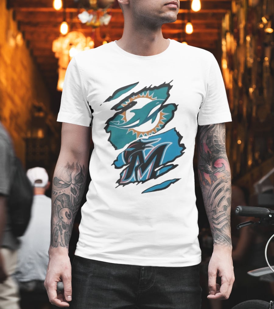 Miami Dolphins Marlins Beneath The Surface NFL MLB T-Shirt