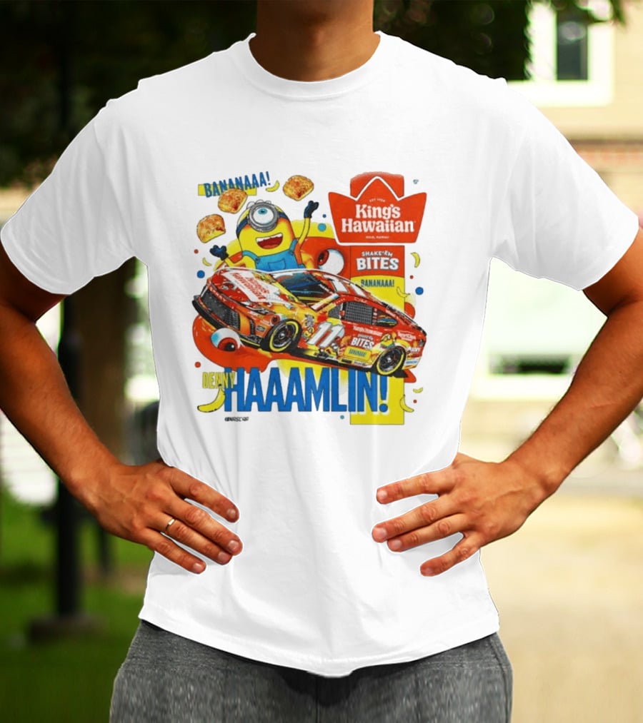 Minions Bananaa With Denny Hamlin King's Hawaiian Shake 'n Bites Racing 2026 T-Shirt