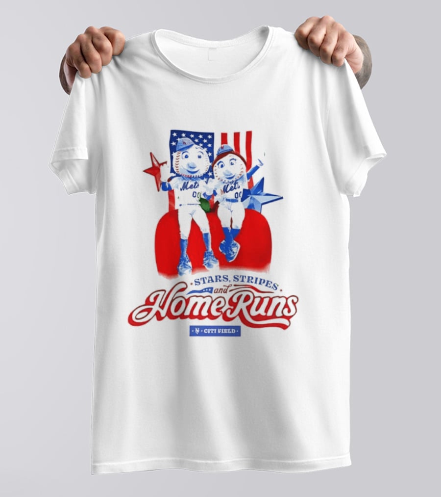 New York Mets Stars Stripes Home Runs Mr Met America T-Shirt