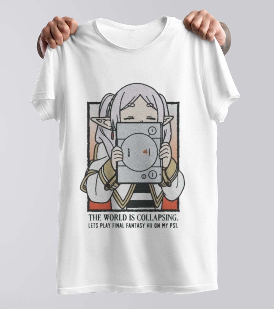 The World Is Collapsing Lets Play Final Fantasy VII On My PS1 Frieren Fantasy Gaming Nostalgia T-Shirt