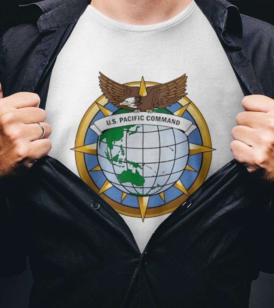 U.S. Pacific Command Eagle Emblem Indo Pacific Map T-Shirt