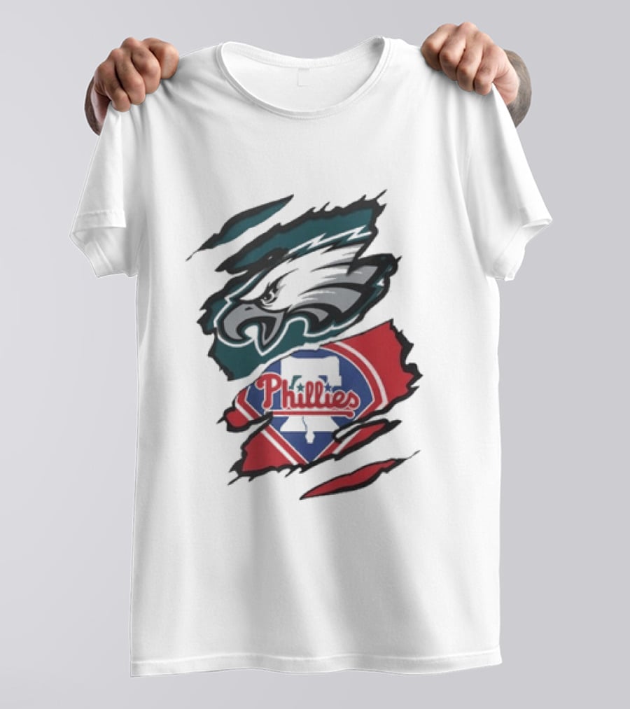 Philadelphia Eagles And Phillies Fan Merge Beneath The Surface T-Shirt